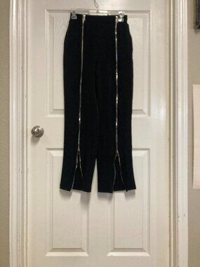 FUN pants 2 zipper front black size medium women's